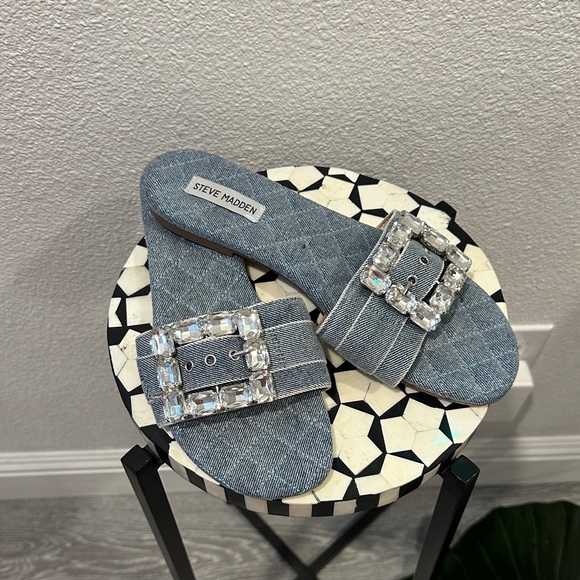 Steve Madden Shoes - Steve Madden Denim Crystal Buckle Sandals